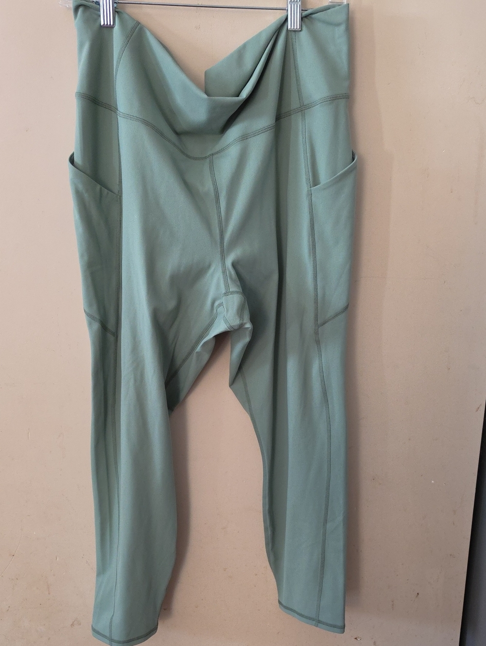 Fabletics Light Sage Green High-Rise Leggings with Side Pockets